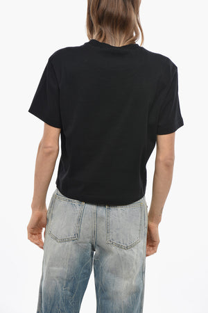 Cotton Cropped-Fit T-Shirt with See-Through Detail
