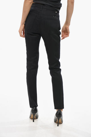 Jeans a Lavaggio Scuro con Bottone Argentato 13cm