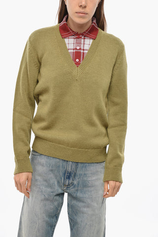 Doppellagiger Pullover aus Alpaka-Mix mit Polodetail