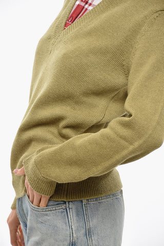 Doppellagiger Pullover aus Alpaka-Mix mit Polodetail