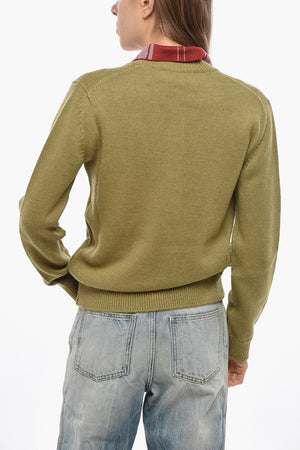 Doppellagiger Pullover aus Alpaka-Mix mit Polodetail