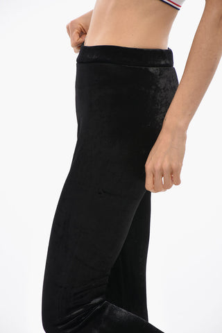 SKIWEAR Velour Leggings Solid-Color with Embroidered Logo