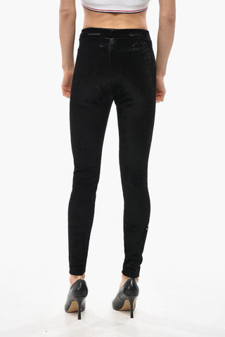 SKIWEAR Velour Leggings Solid-Color with Embroidered Logo
