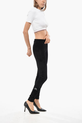 SKIWEAR Velour Leggings Solid-Color with Embroidered Logo