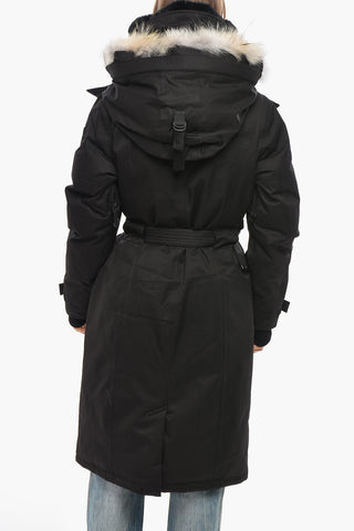 Belted SHERA Down Jacket with Furred Hood