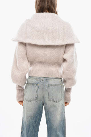 Pullover im Bomber-Schnitt aus Mohair-Mix mit Frontreißverschluss