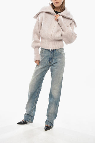 Pullover im Bomber-Schnitt aus Mohair-Mix mit Frontreißverschluss