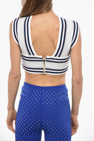 Two-Tone Cropped Top with Crossed Front