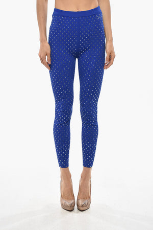 Leggings in Maglia con Cristalli All-Over