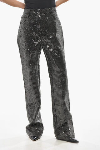 Straight-Leg Jeans with All-Over Sequins 23cm