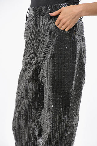 Straight-Leg Jeans with All-Over Sequins 23cm