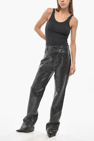 Straight-Leg Jeans with All-Over Sequins 23cm