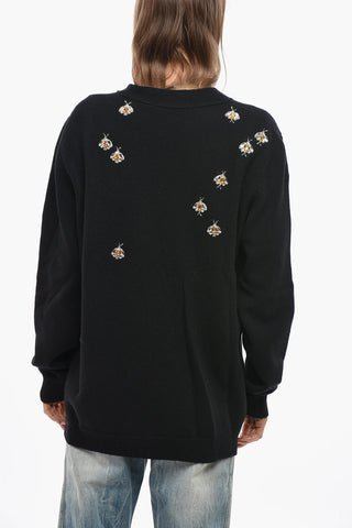 Pure Wool BEE Cardigan with Rhinestones
