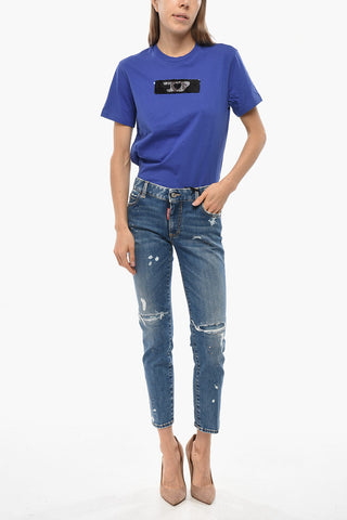 Jeans Cropped-Fit TWIGGY verziert mit Strass 15 cm