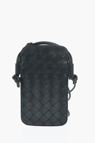 Woven Leather Phone Case with Neck Strap and Card Holder