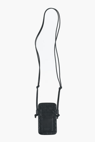 Woven Leather Phone Case with Neck Strap and Card Holder