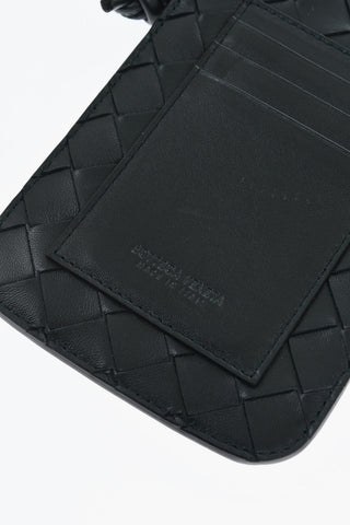 Woven Leather Phone Case with Neck Strap and Card Holder