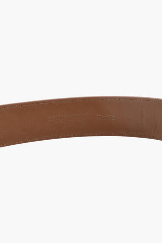 Woven Leather Belt with Gold-Effect Buckle 40mm