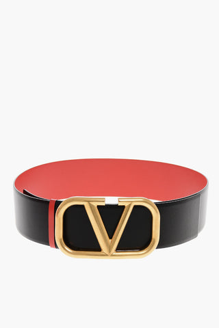 Leather Belt with Gold Finish Maxi Buckle 70mm