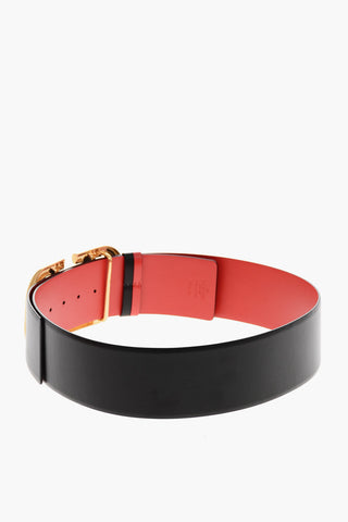 Leather Belt with Gold Finish Maxi Buckle 70mm