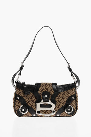 Canvas Mini Bag with All-Over Monogram and Leather Trims