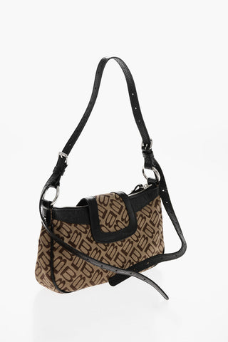 Mini Bag aus Canvas mit All-over-Monogramm und Lederbesätzen