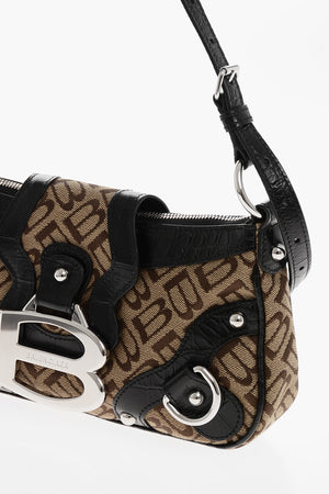 Canvas Mini Bag with All-Over Monogram and Leather Trims