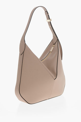 Schultertasche Aus Genarbtem Leder Mit Reißverschluss