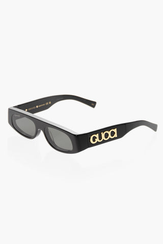 Ovale Sonnenbrille mit Maxi-Logo in Relief