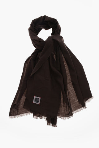 Solid-Color Wool Scarf With Fringes