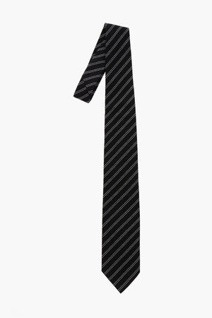 Cravatta in Seta Jacquard con Motivo a Righe Trasversali