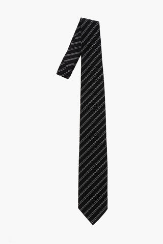 Cravatta in Seta Jacquard con Motivo a Righe Trasversali