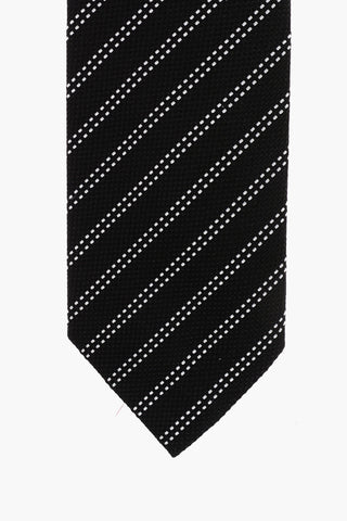 Cravatta in Seta Jacquard con Motivo a Righe Trasversali