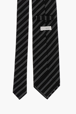 Cravatta in Seta Jacquard con Motivo a Righe Trasversali