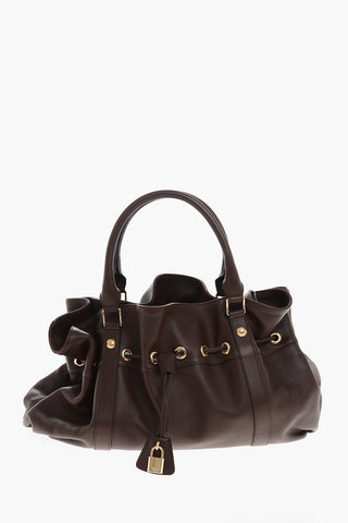 Leather ABBEY Bag with Drawstring