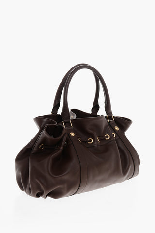 Leather ABBEY Bag with Drawstring