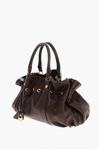Leather ABBEY Bag with Drawstring