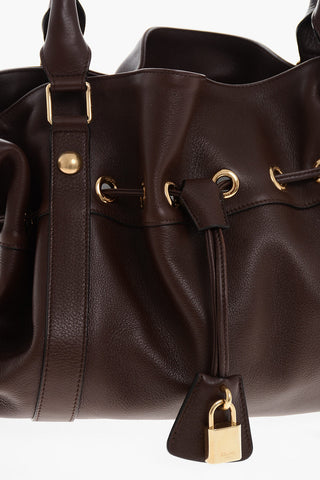 Leather ABBEY Bag with Drawstring