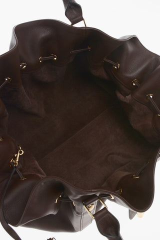 Leather ABBEY Bag with Drawstring