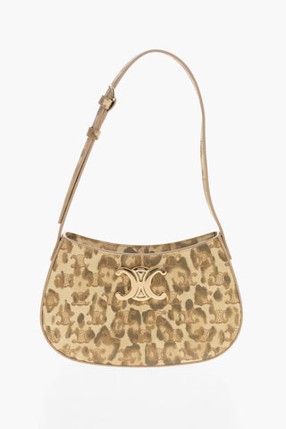 Schultertasche CLAUDE aus Leder mit Animalier-Muster