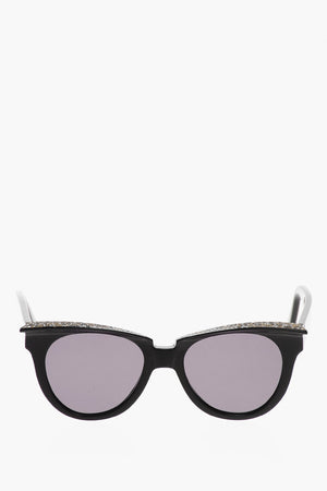 Cat-Eye-Sonnenbrille Einfarbig mit Glitzerdetails