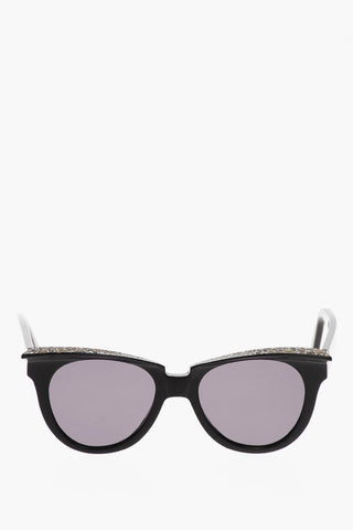 Cat-Eye-Sonnenbrille Einfarbig mit Glitzerdetails