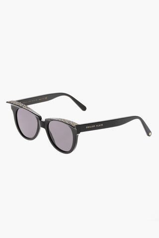 Cat-Eye-Sonnenbrille Einfarbig mit Glitzerdetails