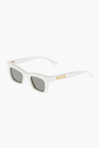 Solid-Color Sunglasses with Gold Logo