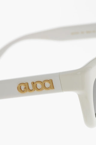 Solid-Color Sunglasses with Gold Logo