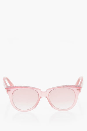 Cat-Eye-Sonnenbrille Einfarbig mit Glitzerdetails