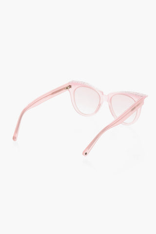 Cat-Eye-Sonnenbrille Einfarbig mit Glitzerdetails