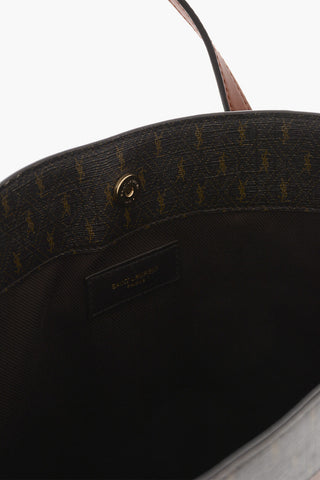 Leather and Fabric Tote Bag with Monogram Details