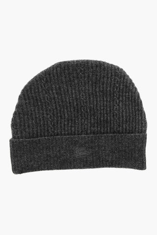 Wool-Blend Ribbed Beanie with Embroidered Logo