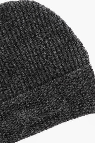 Wool-Blend Ribbed Beanie with Embroidered Logo